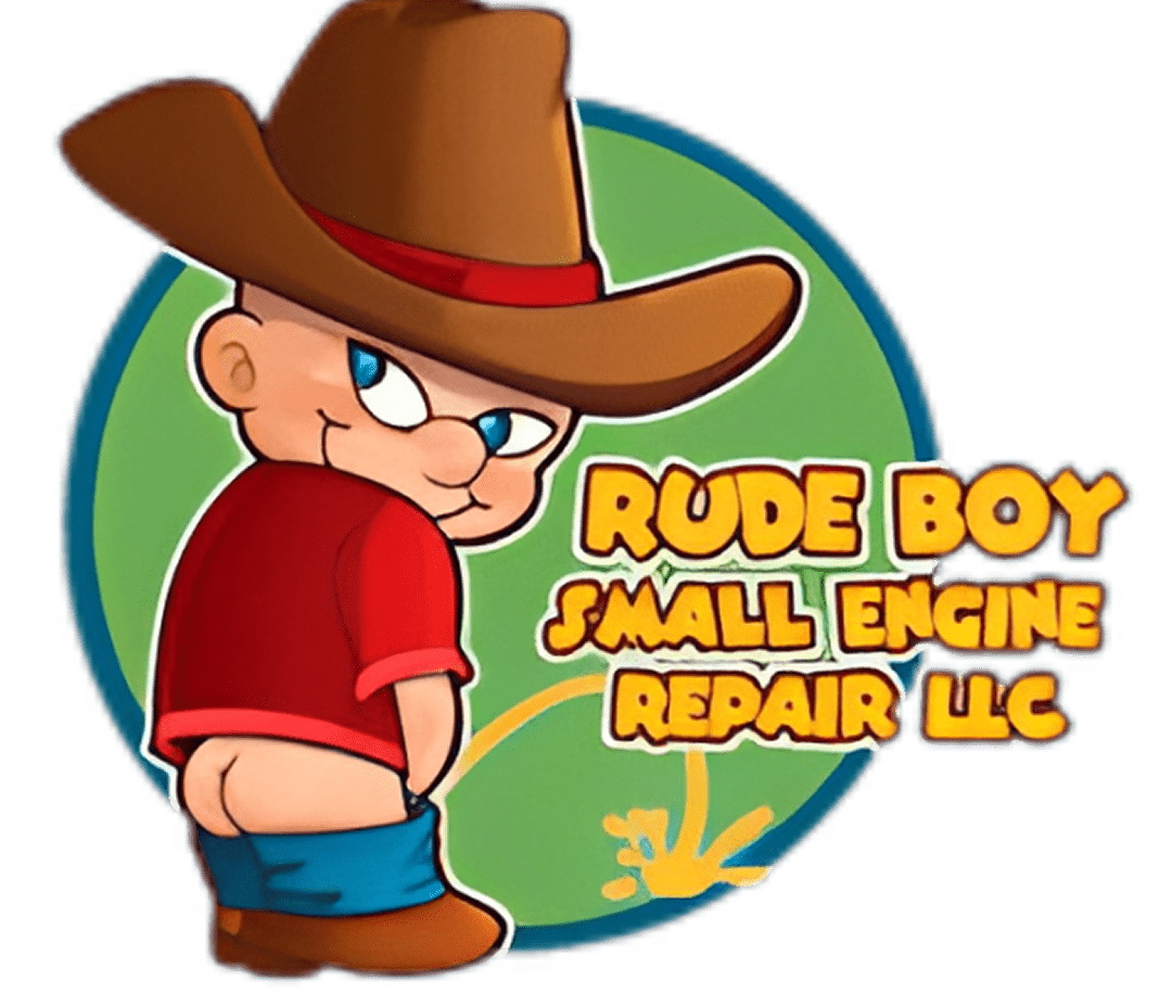 Cartoon cowboy logo with humorous expression.