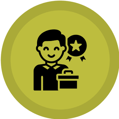 Person with briefcase and star badge icon.