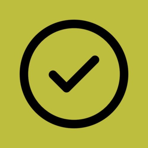 check mark (1) Checkmark inside circle on green background.