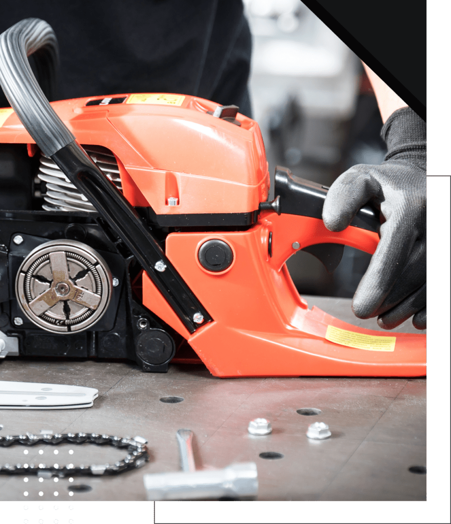 local-expert-10 Chainsaw maintenance with tools on table.