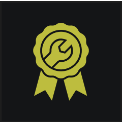 Wrench emblem on a ribbon badge.