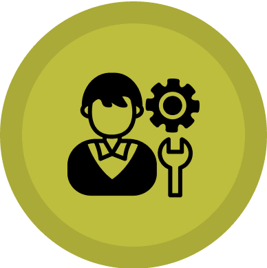 Person icon with gear and wrench.